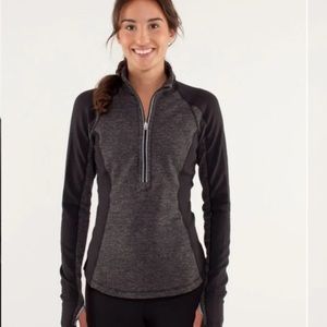 LULULEMON Run U-Turn 1/2 Zip Grey & Black Pullover Stretchy